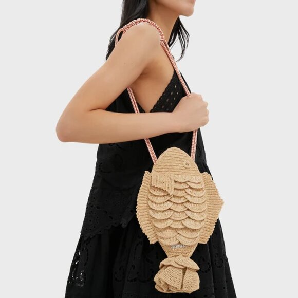 Alemais Horizon Raffia Fish Bag Natural One Size NEW NWT - Picture 11 of 11
